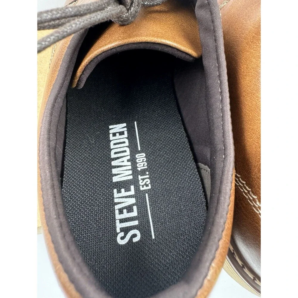 NEW Steve Madden P-Jansen Oxford Cognac Casual Lace Up Shoes, Men's Size 10